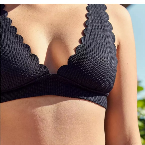 Aerie Waffle Scalloped Tie Longline Triangle Bikini Top - Picture 5 of 6